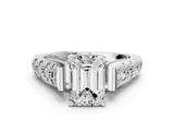 White gold Emerald Cut Diamond Pavé Band Solitaire with Four-Prong Setting_46