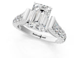 White gold Emerald Cut Diamond Pavé Band Solitaire with Four-Prong Setting_47