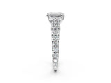 White gold Emerald Cut Diamond Pavé Band Solitaire with Four-Prong Setting_48
