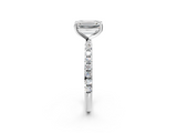 White gold Emerald Cut Diamond Pavé Band Solitaire with Four-Prong Setting_5