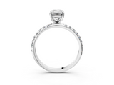 White gold Emerald Cut Diamond Pavé Band Solitaire with Four-Prong Setting_6
