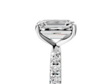 White gold Emerald Cut Diamond Pavé Band Solitaire with Four-Prong Setting_8