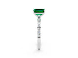 White gold Emerald Cut Diamond Pavé Band with Six-Prong Setting_2