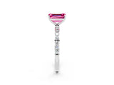 White gold Emerald Cut Diamond Pavé Band with Six-Prong Setting_2