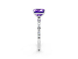 White gold Emerald Cut Diamond Pavé Band with Six-Prong Setting_2