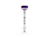 White gold Emerald Cut Diamond Pavé Band with Six-Prong Setting_2