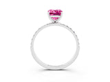 White gold Emerald Cut Diamond Pavé Band with Six-Prong Setting_3