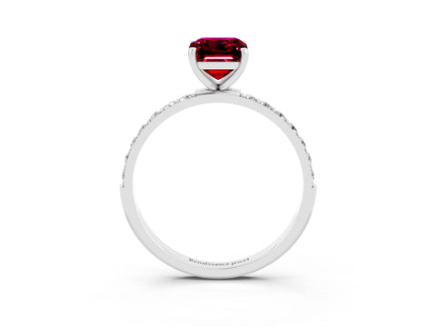 White gold Emerald Cut Diamond Pavé Band with Six-Prong Setting_3