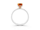 White gold Emerald Cut Diamond Pavé Band with Six-Prong Setting_3