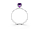 White gold Emerald Cut Diamond Pavé Band with Six-Prong Setting_3