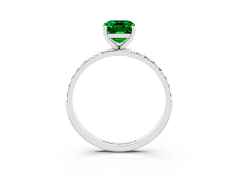 White gold Emerald Cut Diamond Pavé Band with Six-Prong Setting_3