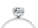 White gold Emerald Cut Diamond Pavé Band with Six-Prong Setting_4