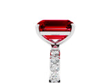 White gold Emerald Cut Diamond Pavé Band with Six-Prong Setting_5