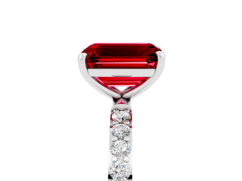 White gold Emerald Cut Diamond Pavé Band with Six-Prong Setting_5