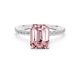White gold Emerald Cut Diamond Pavé Band with Six-Prong Setting