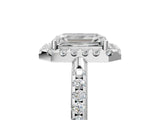 White gold Emerald Cut Diamond Pavé Halo Ring with Four-Prong Setting_41