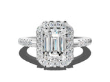 White gold Emerald Cut Diamond Pavé Halo Ring with Four-Prong Setting_44