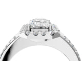 White gold Emerald Cut Diamond Pavé Halo Ring with Four-Prong Setting_48