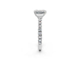 White gold Emerald Cut Diamond Pavé Solitaire Engagement Ring with Four-Prong Setting_92
