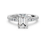 White gold Emerald Cut Diamond Pavé Solitaire Engagement Ring with Four-Prong Setting_94