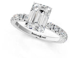 White gold Emerald Cut Diamond Pavé Solitaire Engagement Ring with Four-Prong Setting_95