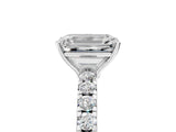 White gold Emerald Cut Diamond Pavé Solitaire Engagement Ring with Four-Prong Setting_99
