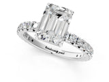 White gold Emerald Cut Diamond Pavé Solitaire Ring with Round Band and Prong Setting_17