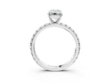 White gold Emerald Cut Diamond Pavé Solitaire Ring with Round Band and Prong Setting_19