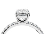 White gold Emerald Cut Diamond Pavé Solitaire Ring with Round Band and Prong Setting_20