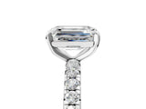 White gold Emerald Cut Diamond Pavé Solitaire Ring with Round Band and Prong Setting_21