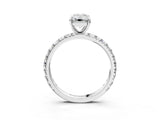 White gold Emerald Cut Diamond Pavé Solitaire Ring with Round Band and Prong Setting_43