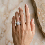 White gold Emerald Cut Diamond Pavé Split Shank Double Halo Engagement Ring_12