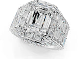 White gold Emerald Cut Diamond Pavé Statement Mens Ring with Baguette Accents_13