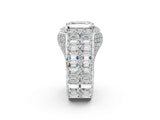 White gold Emerald Cut Diamond Pavé Statement Mens Ring with Baguette Accents_14