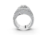 White gold Emerald Cut Diamond Pavé Statement Mens Ring with Baguette Accents_15