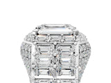 White gold Emerald Cut Diamond Pavé Statement Mens Ring with Baguette Accents_17