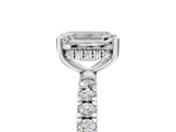 White gold Emerald Cut Diamond Pave Band Solitaire Ring with Four-Prong Setting_173