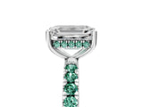 White gold Emerald Cut Diamond Pave Band Solitaire Ring with Round with Green Sapphire side stone and Prong Setting_89