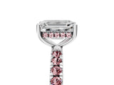 White gold Emerald Cut Diamond Pave Band Solitaire Ring with Round with Morganite side stone and Prong Setting_29