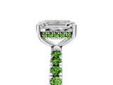 White gold Emerald Cut Diamond Pave Band Solitaire Ring with Round with Peridot side stone and Prong Setting_41