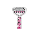 White gold Emerald Cut Diamond Pave Band Solitaire Ring with Round with Pink Sapphire side stone and Prong Setting_29