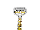 White gold Emerald Cut Diamond Pave Band Solitaire Ring with Round with Yellow Sapphire side stone and Prong Setting_53