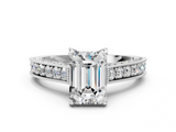 White gold Emerald Cut Diamond Pave Band with Four-Prong Setting_19