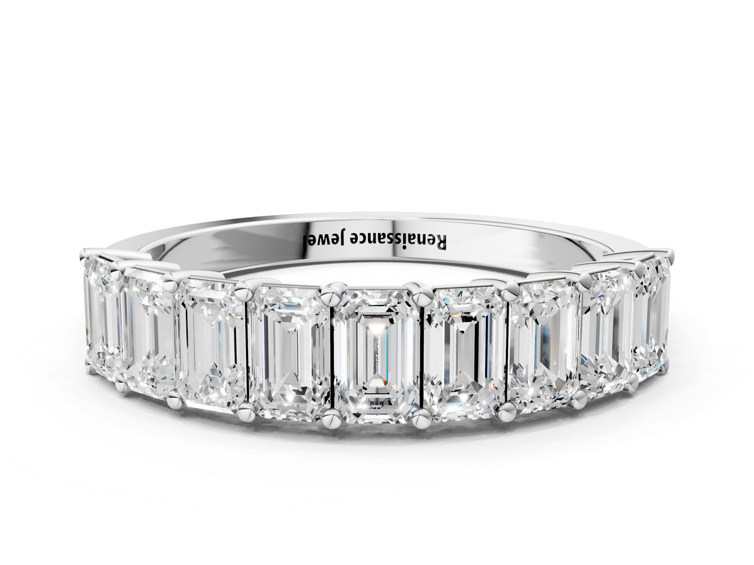 White gold Emerald Cut Diamond Prong Set Eternity Band_157