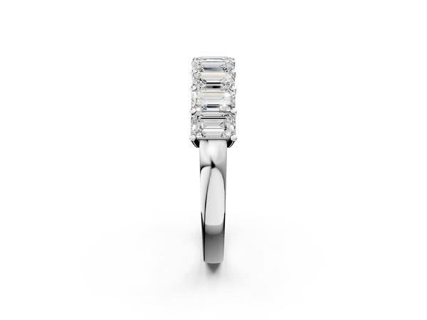 Silver Emerald Cut Diamond Prong-Set Eternity Band