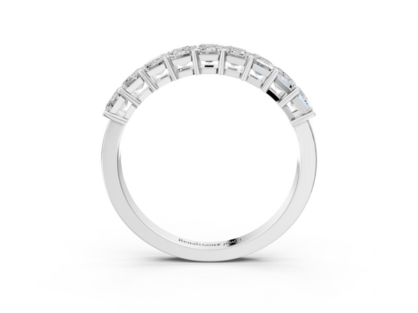 Silver Emerald Cut Diamond Prong-Set Eternity Band
