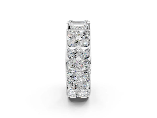 White gold Emerald Cut Diamond Radiant Pavé Mens Ring