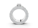 White gold Emerald Cut Diamond Radiant Pavé Mens Ring_3