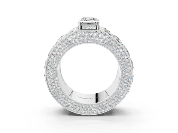 White gold Emerald Cut Diamond Radiant Pavé Mens Ring