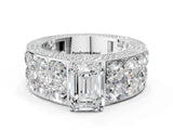 White gold Emerald Cut Diamond Radiant Pavé Mens Ring